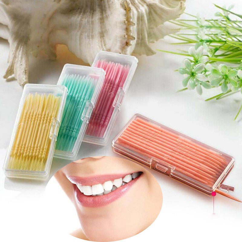 40 stk/æske dobbelthoved tandtråd interdental tandstikker børste børste tænder stick tandlæge mundpleje tandstikker tandtråd pick sal