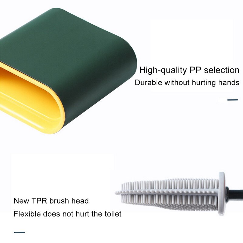 Brosse WC Silicone tête plate brosse souple à poils souples avec support de séchage rapide ensemble brosse de nettoyage pour accessoires WC-1