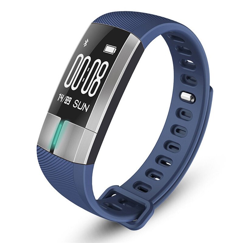 Sport Watch PPG +ECG Heart Rate Monitor Smart Wristbands Blood Pressure Sleep Monitor Fitness Smart BraceletPedometer: Blue