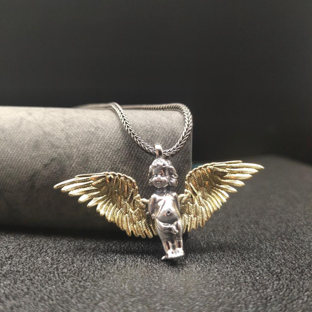 Nette Kleine Engel Gold FlüGel Anhänger Halskette für Männer und Frauen Trend Kleidung Zubehör Schmuck für Freundin