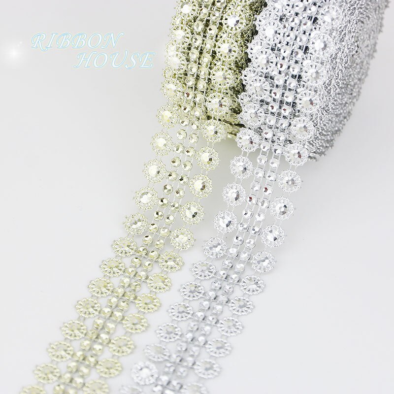 (5 yards/rulle ) 30mm strass rulle tejp tyll kristall mesh wrap band tårta bröllop dekoration glitter charmig bling diamant