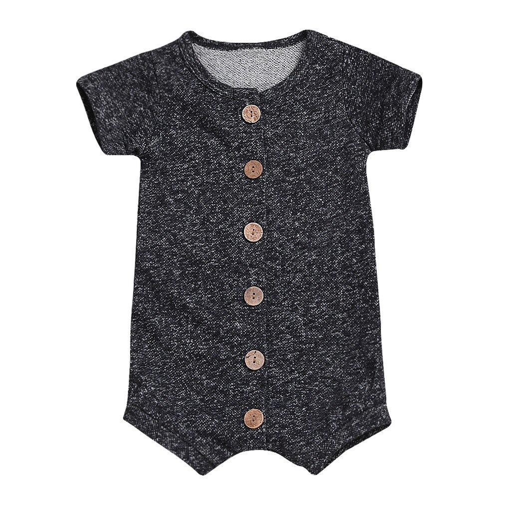 Roupas da criança do bebê recém-nascido casual infantil meninos da menina macacão casual algodão manga curta roupas de verão sunsuit outfits: Gray / 6 m