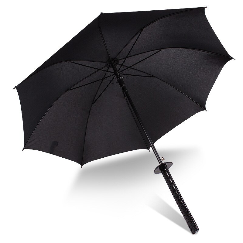 Langt håndtag stort vindtæt samurai sværd paraply japansk sol regn lige paraply automatisk åben 16k 24k parasol: 8k sorte