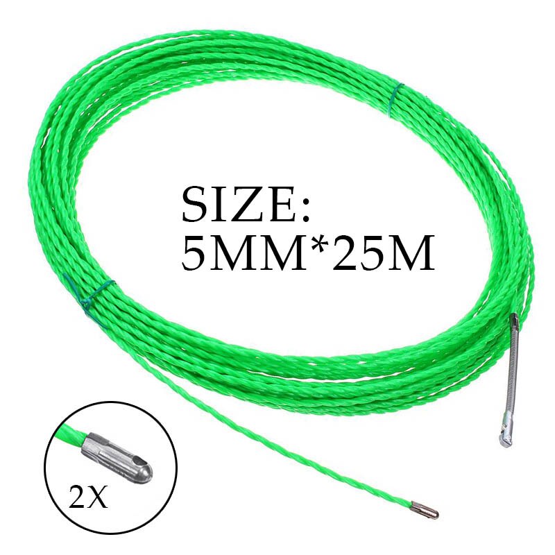 5 Om 50 Meter 5Mm Groene Glasvezel Kabel Push Trekkers Duct Rodder Vis Tape Draad Pom Vis Gelijkspel Tape elektrische Kabel Puller: 25M