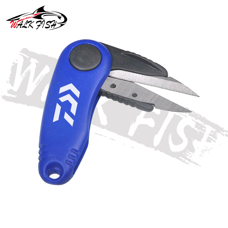 WALK FISH Stainless Steel Fishing Scissors Folding Fishing Line Cutter Clipper Fishing Scissor Tackle Fishing Quick Knot: Blue
