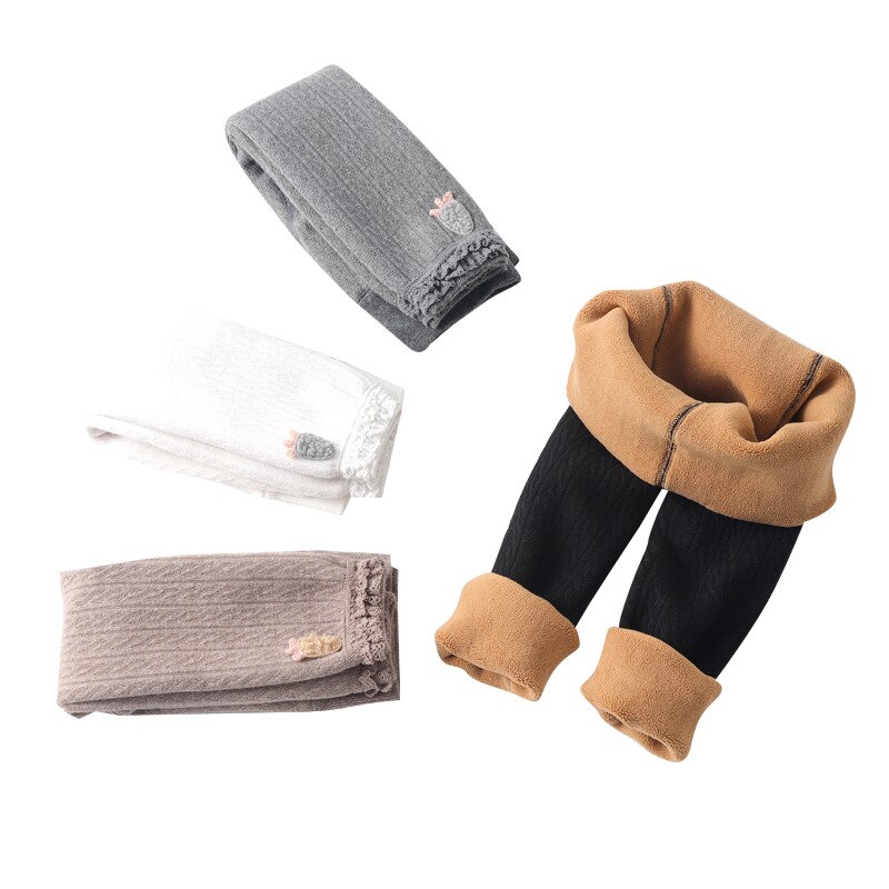 Efterår og vinter varme leggings afslappet søde bukser børn piger tegneserie applikationer børn leggings tøj
