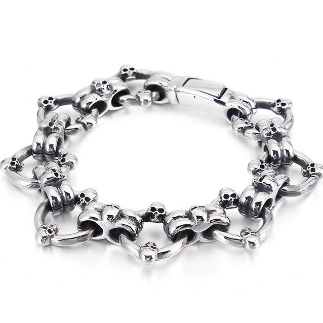 Gotische Schedel Armbanden Voor Mannen Rvs Punk Rock 3D Skelet Ketting Heren Armbanden Voor Mannen Biker Sieraden: Style A