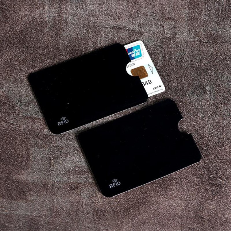 10Pcs Anti-Diefstal Kaarthouder Aluminiumfolie Rfid Case Anti-Demagnetiseren Kaarthouder Bescherming Bankkaart Set afscherming Tas Nfc: black