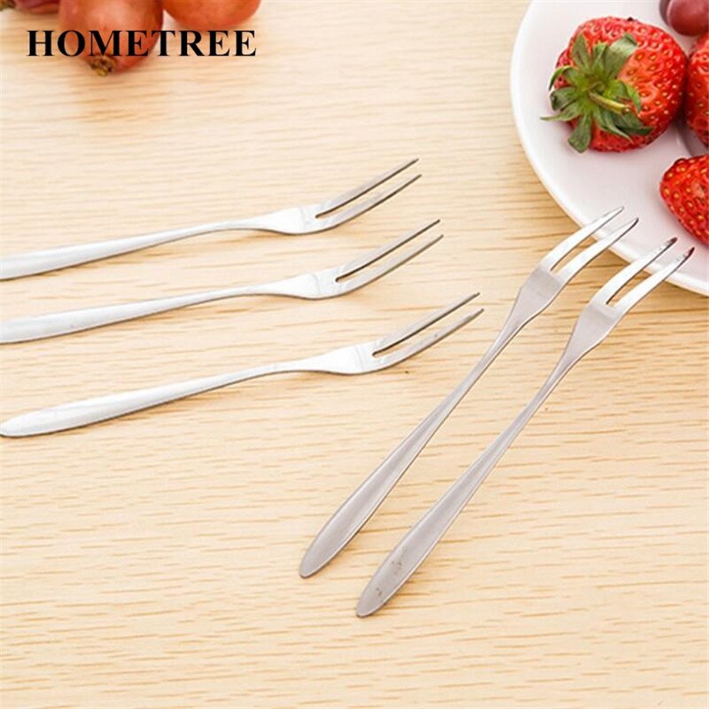 HOMETRE 4 pièces/ensemble fourchette à fruits acier inoxydable métal deux broches nourriture gâteau viande Dessert fourchettes vaisselle ensemble fête table entrepôt H315