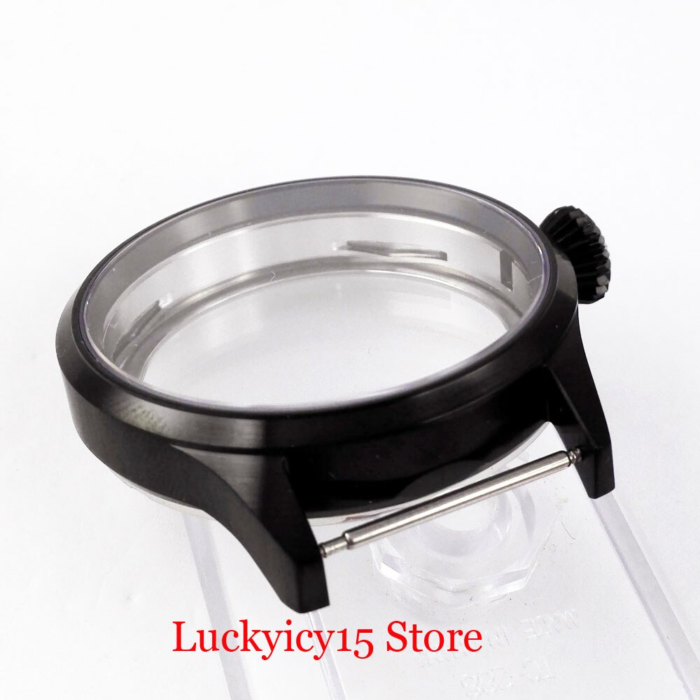 PVD Plated 43mm Watch Case with Sapphire Glass Fit ETA 6497 6498 Hand Winding Movement