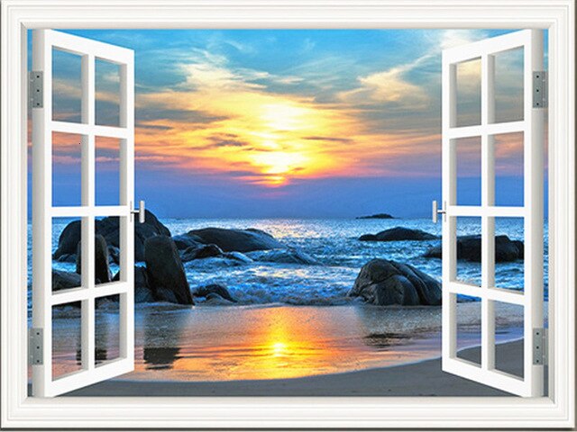 HUACAN peinture par numéros fenêtre paysage dessin sur toile peint à la main Art photo Kits bricolage décoration de la maison: SZHC1-2606