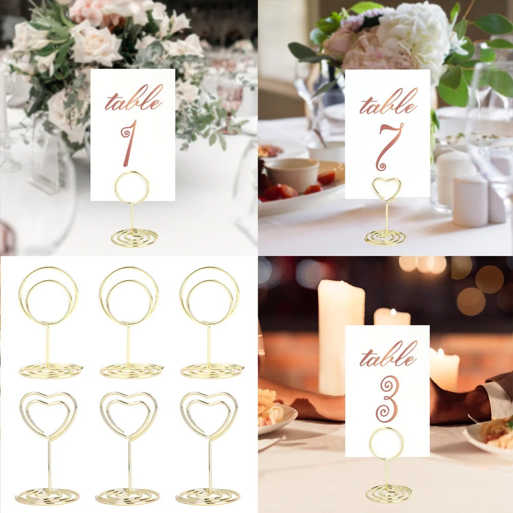 12/1Pcs Metall Tisch Kartenhalter Runde Herz Form Foto Clip Hochzeit Tisch Tisch Karte Steht Geburtstag Party Dekoration liefert