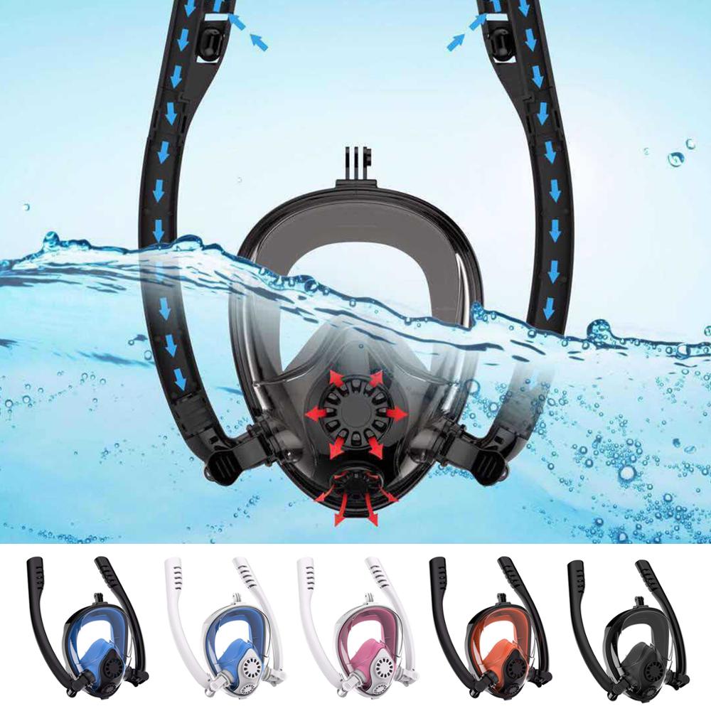 Diving mask full face Double tube Snorkeling mask dry skin dive Children & Adult Underwater swimming scuba Anti-fog Snorkel mask