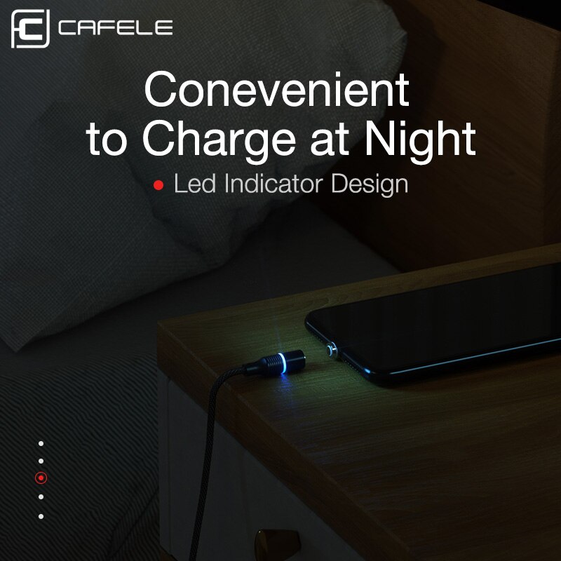 CAFELE QC3.0 LED Magnetic USB Cable for iPhone USB Type C Micro Cable 3A Fast Charging Cables for Huawei Samsung Xiaomi Oneplus