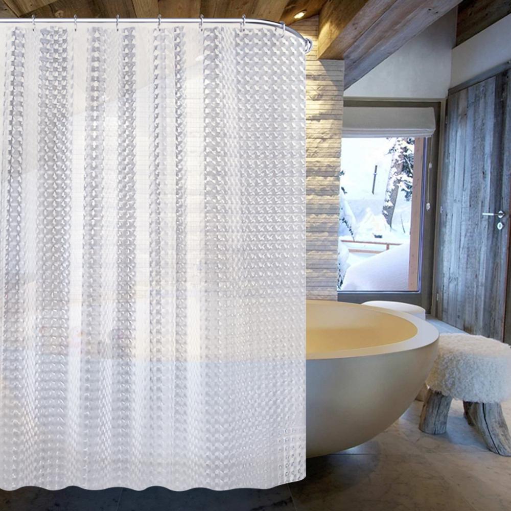 3D Waterdicht Peva Douchegordijnen Badkamer Gordijnen Met Haken Transparant Wit Clear Badkamer Gordijn Luxe Bad Gordijnen