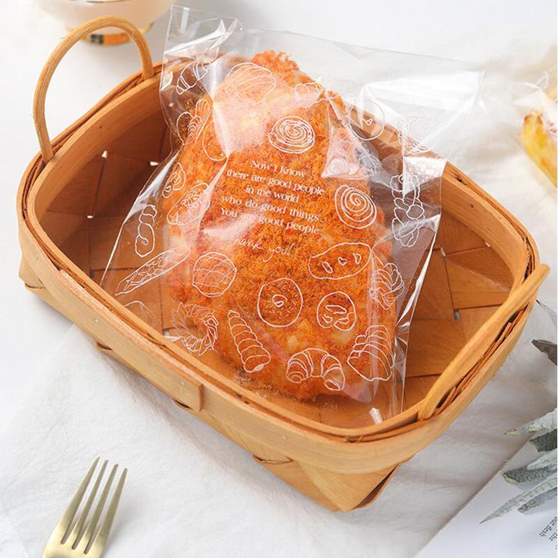 100 stk/parti 15 x 18 gjennomsiktig brød plastpose toast emballasje bag baking kjeks emballasje selvklebende pose festforsyning