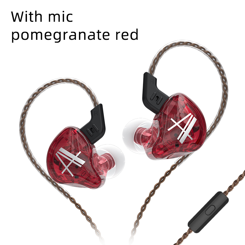 KZ EDX wired Earphones with mic headset gamer micro earpiece sports earbuds active noise cancelling earbuds bass speaker for zs3: CA2 Red with mic