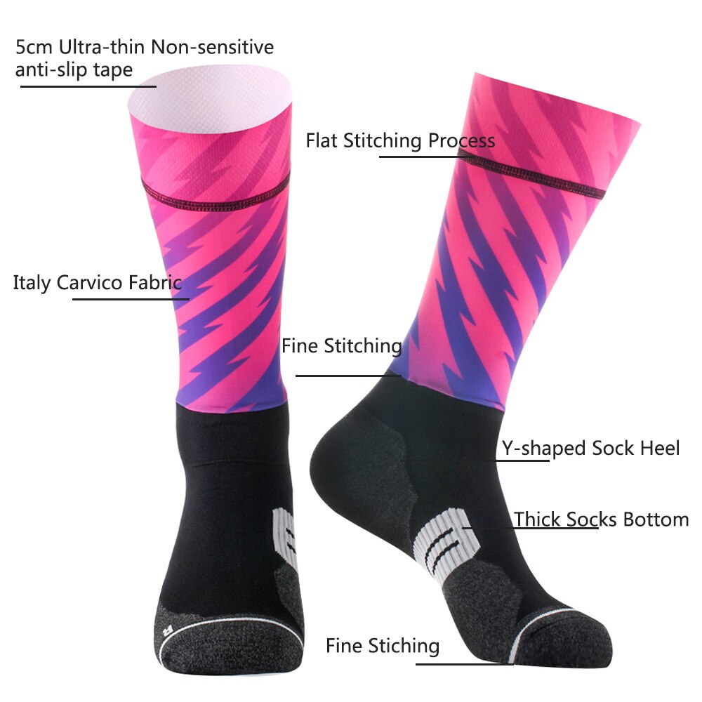 Calcetines antideslizantes de compresión para hombre, medias Aero de equipo para bicicleta de carretera, deportes al aire libre, sin costuras,