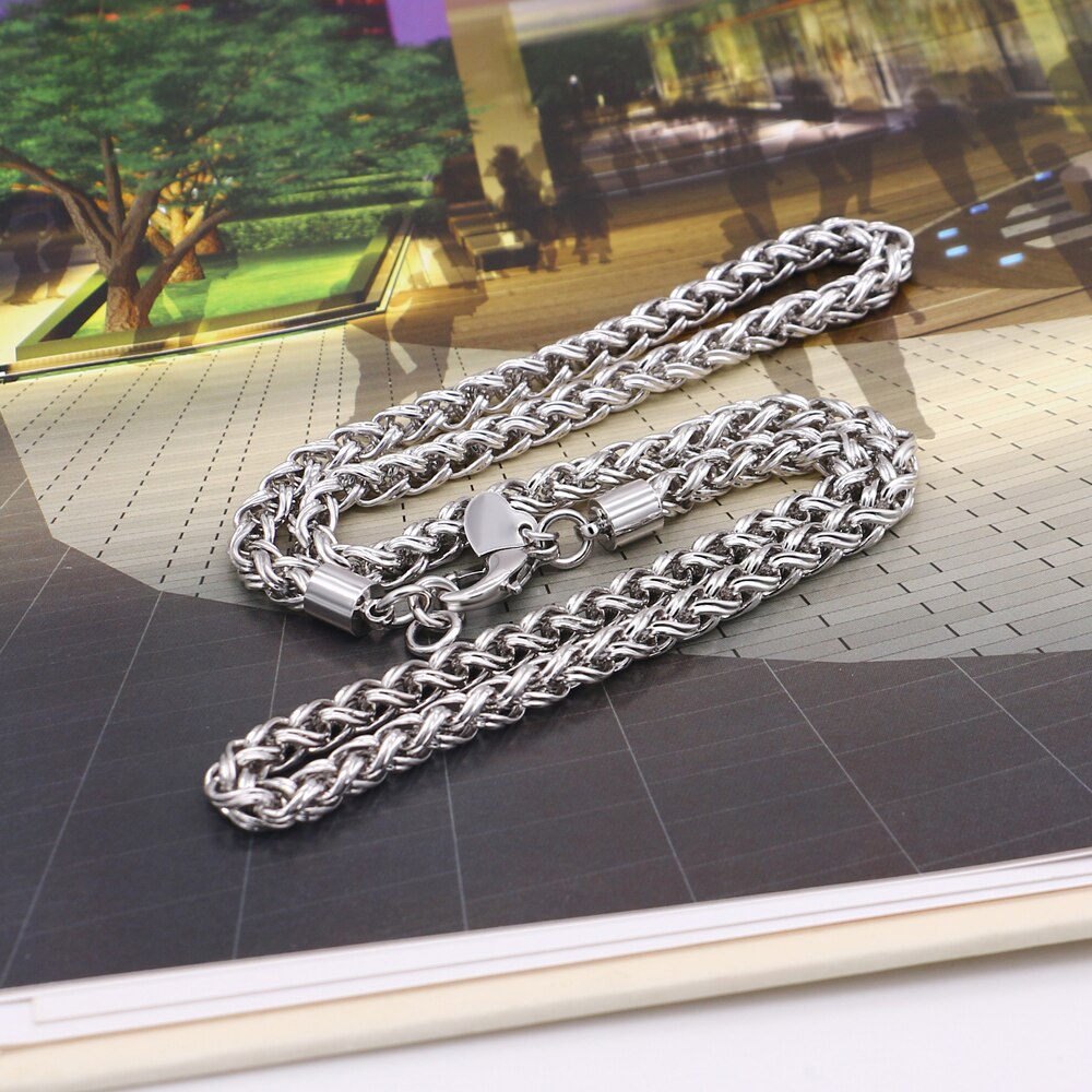 Joyería de plata de para hombre, Collar de plata 100% 925, de patrón tejido, cadena de plata sólida, tamaño 5mm 51cm, de cumpleaños, Bisutería
