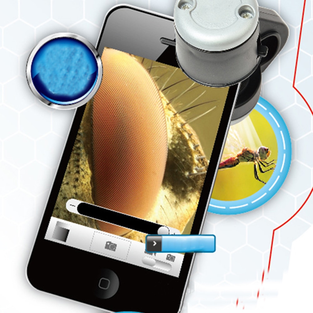 1 ST MobilePhone Microscoop Wetenschap Onderzoeken Mini Digitale Pocket Vergrootglas Loupe