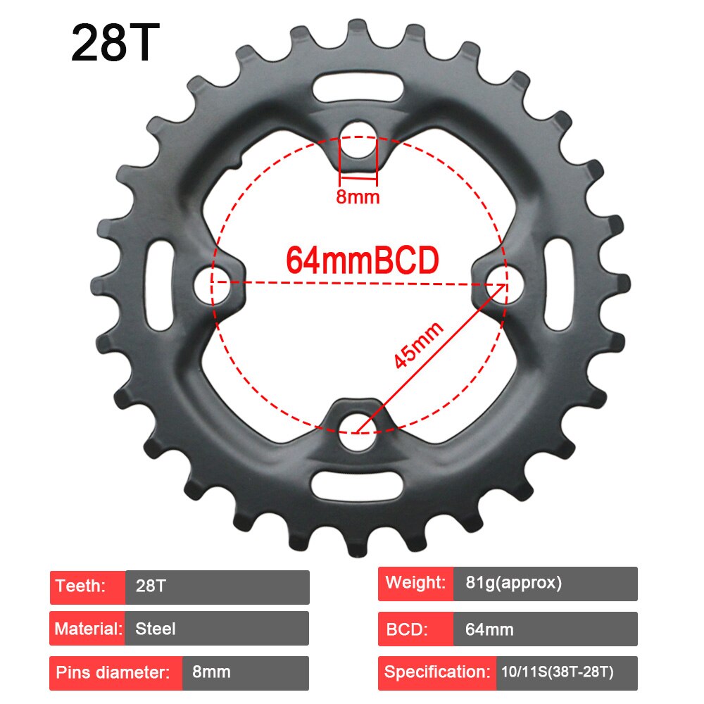 104BCD 64BCD Chainirng MTB Double/Triple Speed Bike Chainwheel 22/24/26/28/32/36/38/42T Mountain Bike Crankset Parts for Shimano