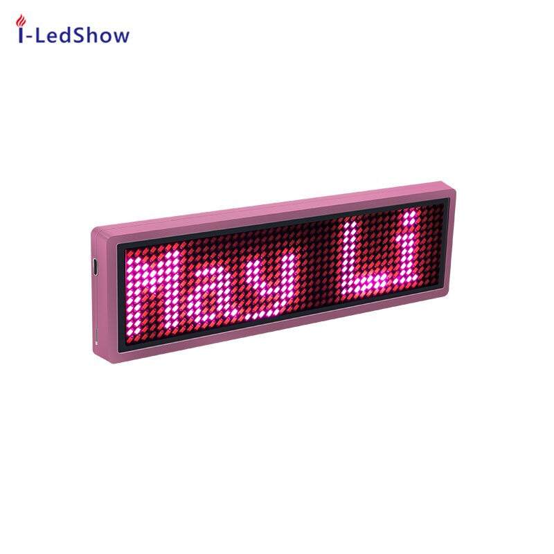 -sælger bluetooth led navneskilt programmerbar mini led display skærm tekst, mønster, diy led navnekort skilt: Lyserød led