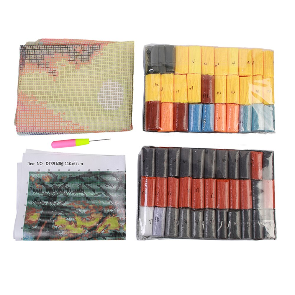 Latch hook rug kits for Adults Carpet embroidery Foamiran for needlework with Pre-Printed Pattern Leaf Tapestry DIY Rug