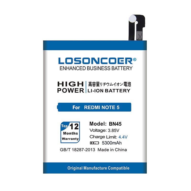 Losoncoer 5300 Mah BN45 Voor Xiaomi Mi Note2 Voor Hongmi Redmi Note 5 Note5 Batterij + Tracking Nummer