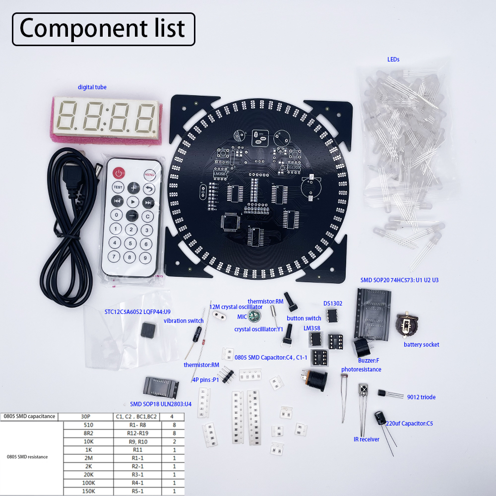 DIY elektronische klok kit 14.5*14.5 cm met case led digitale buis datum week temperatuur diy solderen kit project voor volwassenen