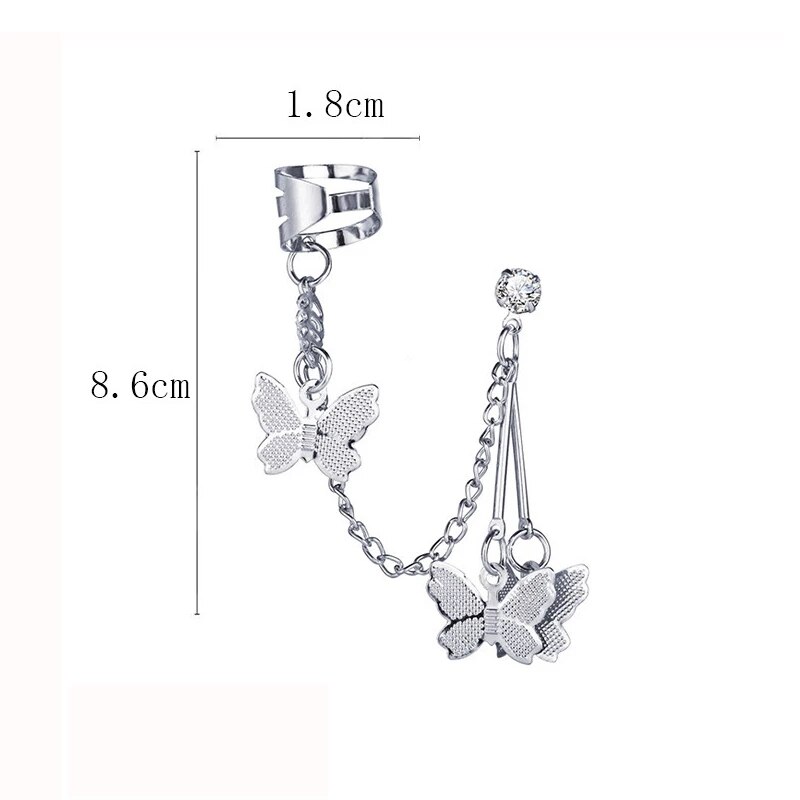 Mode Vlinder Clip Oorbellen Oorhaak Rvs Oor Clips Dubbele Doorboord Oorbel Trend Vrouwen Meisjes Sieraden