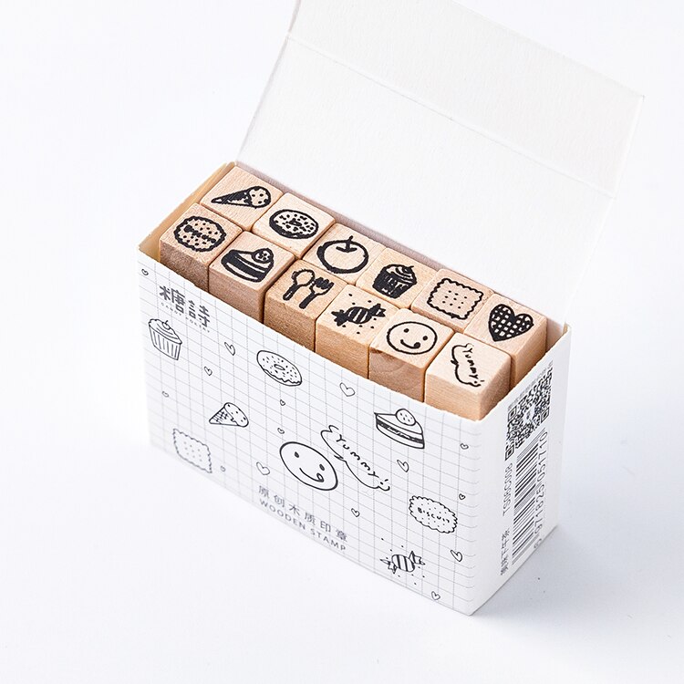 Lote de 12 unidades de sellos de goma madera bonitos con decoración de plantas y niñas para álbumes de recortes, sellos estándar para manualidades DIY: 3