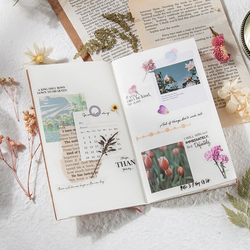3 Sheets Floral Plants Adhesive Stationery Sticker Diy Album Scrapbooking Diary Planner Journal Sticker Decorative Label