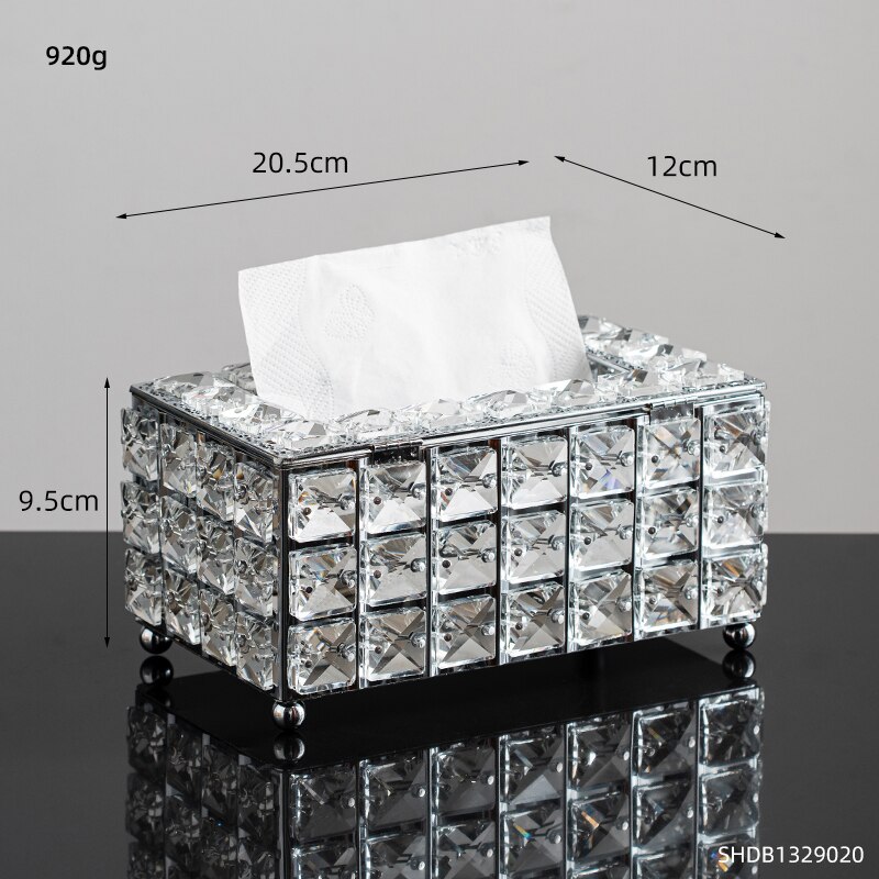 Luxury Crystal Glass Tissue Box Metal Decoration Nordic Home Decor Paper Rack Napkin Holder Candle Holder Makeup Organizer Box: tissue box 2