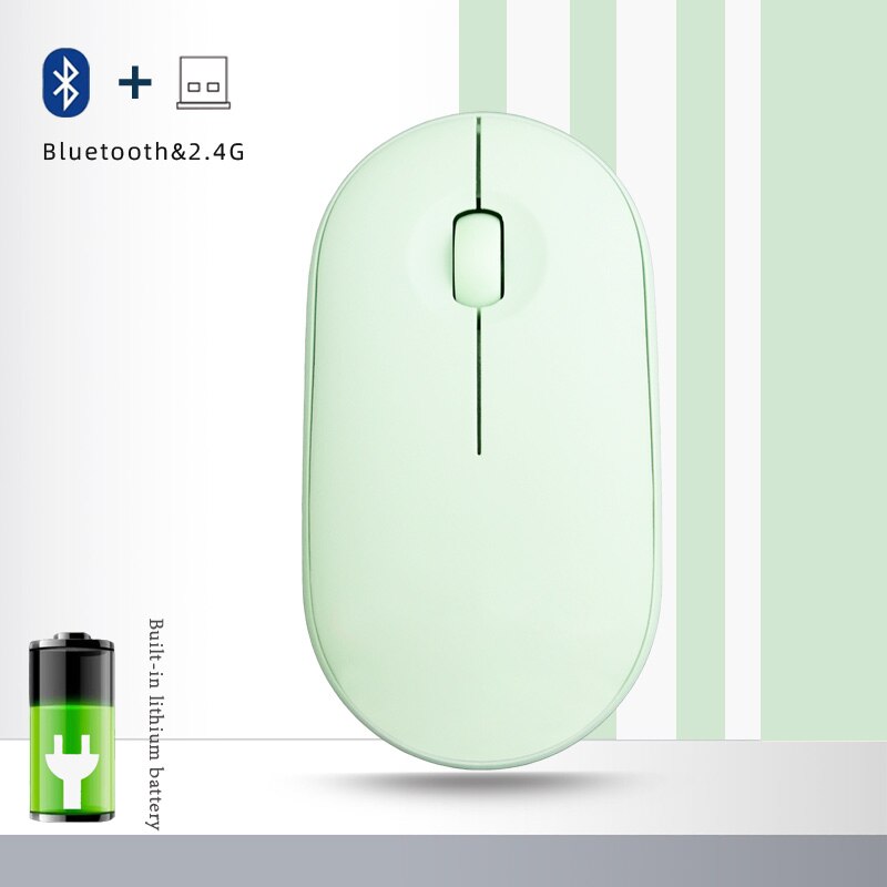 Bezprzewodowa mysz Bluetooth dla Apple Macbook Air Xiaomi bezprzewodowa mysz do ładowania wycisz komputer stacjonarny akcesoria do laptopów biurowych: Bluetooth Green