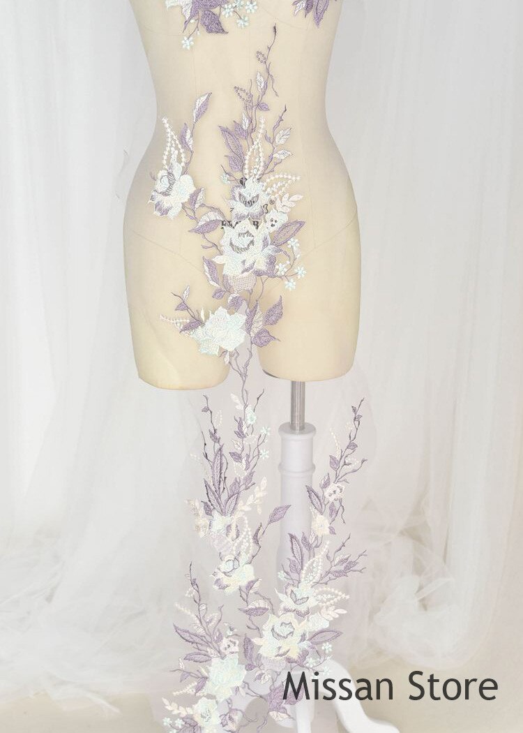 1Pieces Luxury Lace Wedding Lace Applique Lace Fabric Embroidered Bone Lace Fabric Wedding Fabric