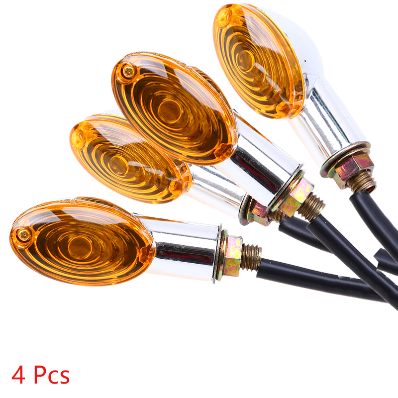 POSSBAY 4 Pçs/lote 12V Universal Motos Turn Signal Indicadores Luzes Âmbar Blinker Flasher Moto Luz Direcional: Chrome Cover Amber