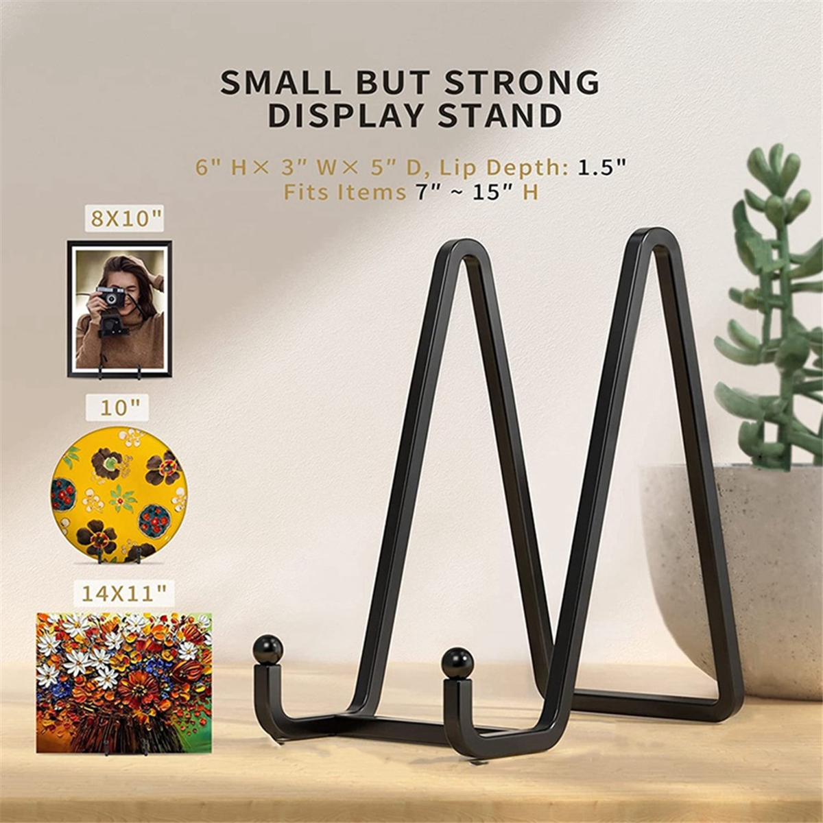 Placa Stands para Exibição, Metal Frame Holder, Stand Picture, Livro Decorativo, Photo Easel, 3"