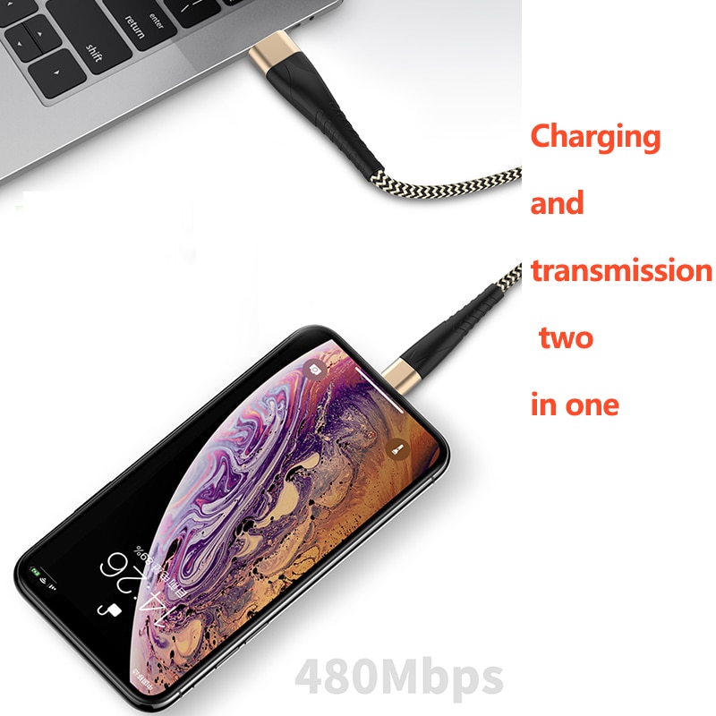 Usb Cable 1m Data Line Fast Charging Faster Charger Micro Lightning Type C Braided Anti-bending Data Cable 10000 Swing Tests