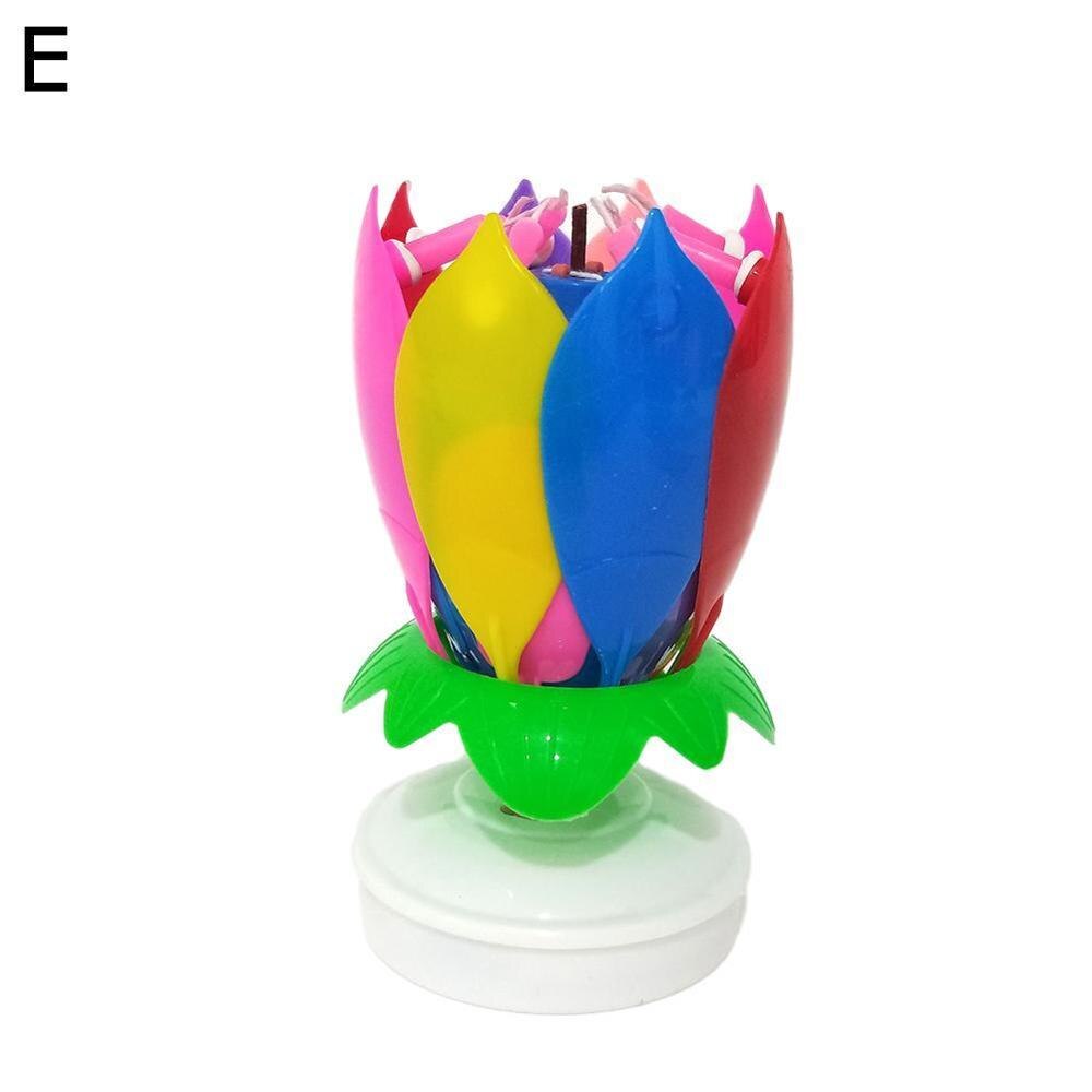 Birthday Cake Music Candles with 8 Candles Lotus Flower Christmas Festival Decorative Music Wedding Party: E