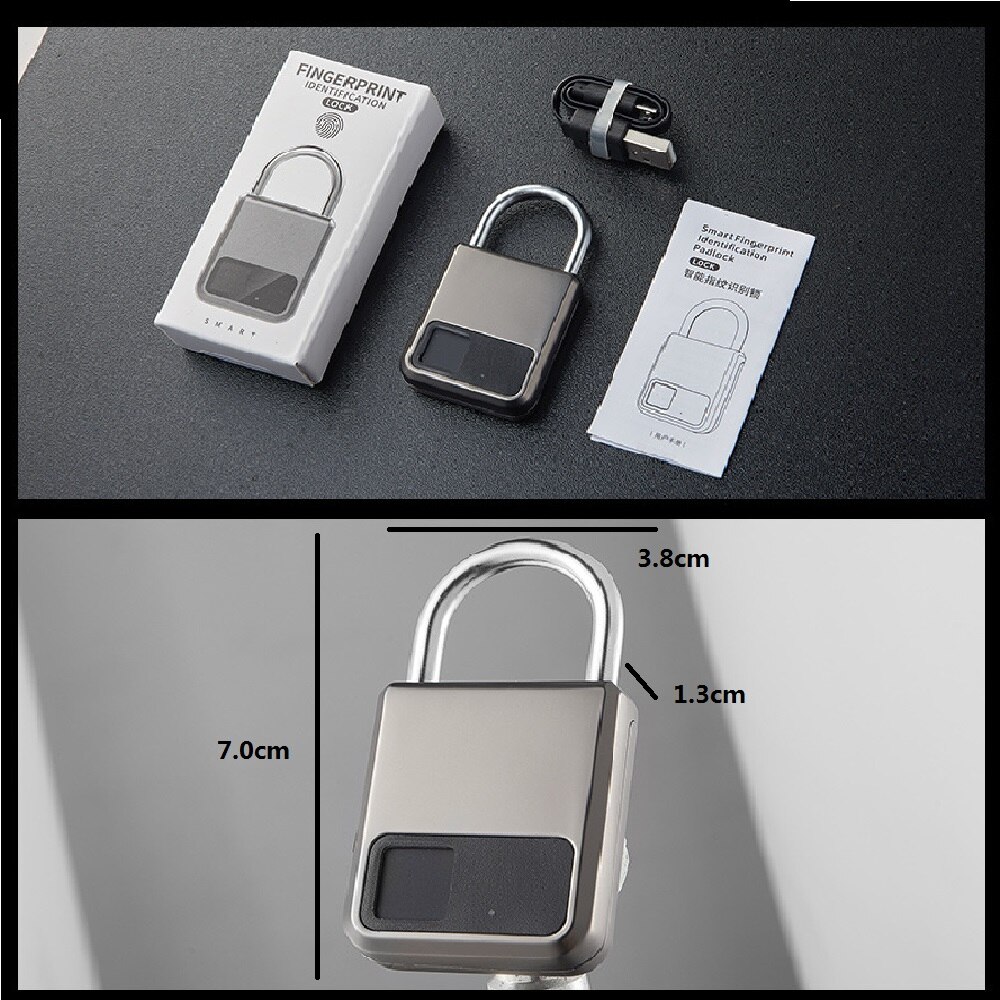 Keyless anti-theft fingerprint indentification padlock, portable electronic indoor outdoor cabinet luggage bag smart lock