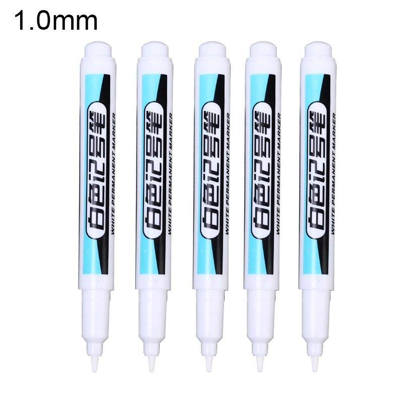 5/1Stck Fettige Weiße Marker Stift Graffiti Stifte Wasserdicht dauerhaft Gel Bleistift Reifen Notizbuch Glas Malerei Stift 0,7mm 1mm 2,5mm: Licht Gelb