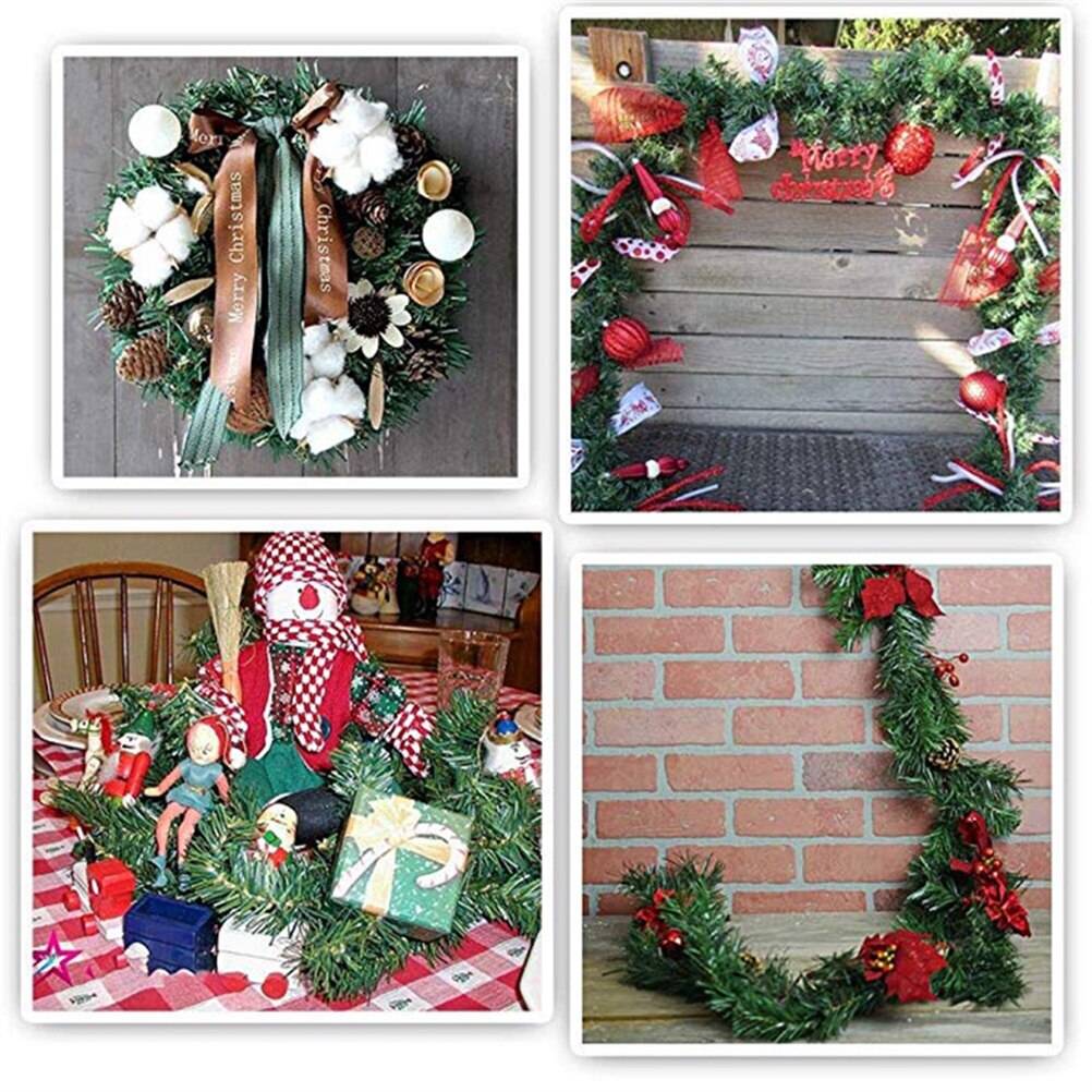 Guirnalda navideña de pino de 5,5 M, árbol de Navidad Artificial verde, guirnalda de ratán, paquete de pared de pino de Navidad para jardín, bastón de Navidad