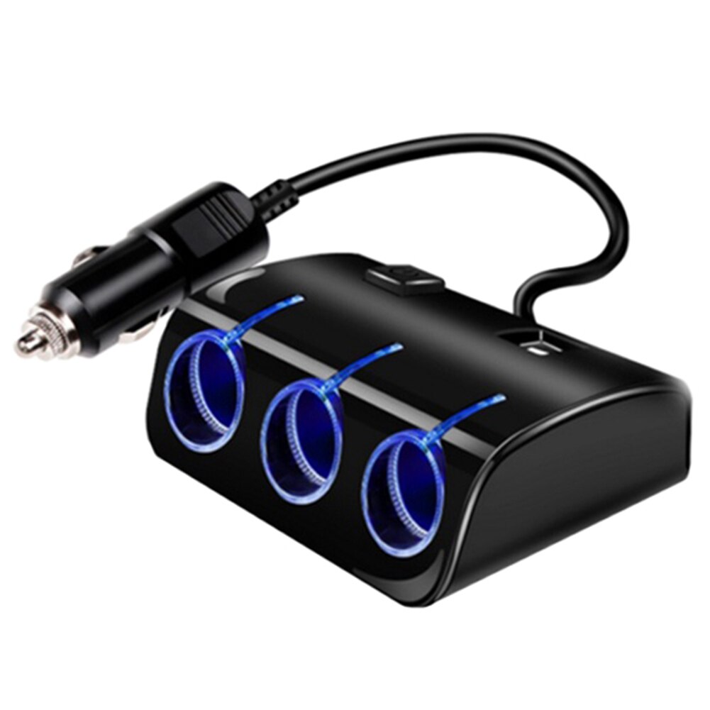 Dubbele usb-poort autolader 1.2a auto sigarettenaansteker splitter plug led autolader adapter voor iphone xr  xs 11 pro samsung  s10 s9: Zwart