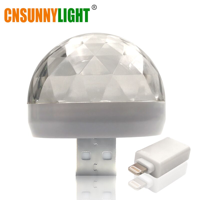 Cnsunnylight mini led auto decoratieve interieur neonlampen usb sfeerlicht dj rgb kleurrijke muzieklamp disco feest autostyling: Witte appelstekker