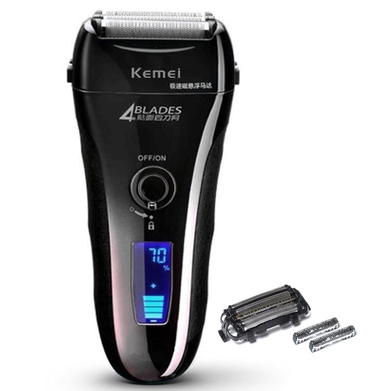 Kraftig elektrisk barbermaskin for menn 3d våt tørr elektrisk barberhøvel for menn oppladbar skjeggbarbermaskin: Legg til 1 knivsett