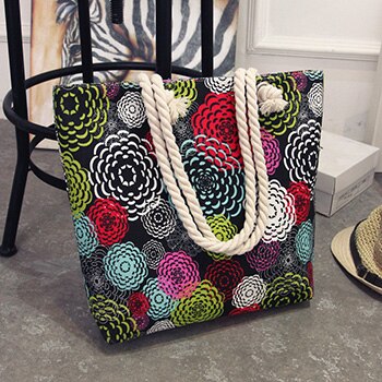 Mara 'S Droom Vrouwen Tas Bloemen Handtassen Grote Capaciteit Rits Canvas Schoudertas Winkelen Strand Tassen Pouch Feminina: J