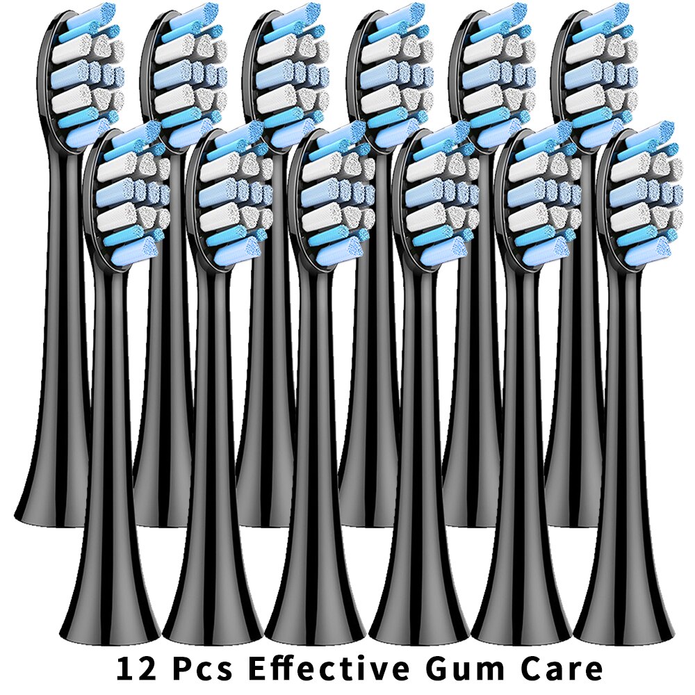Replacement Toothbrush Heads Compatible with Phillips Sonicare Fits 2 Series 3 Series Plaque Control DiamondClean FlexCare: 12Pcs-BK-Gum