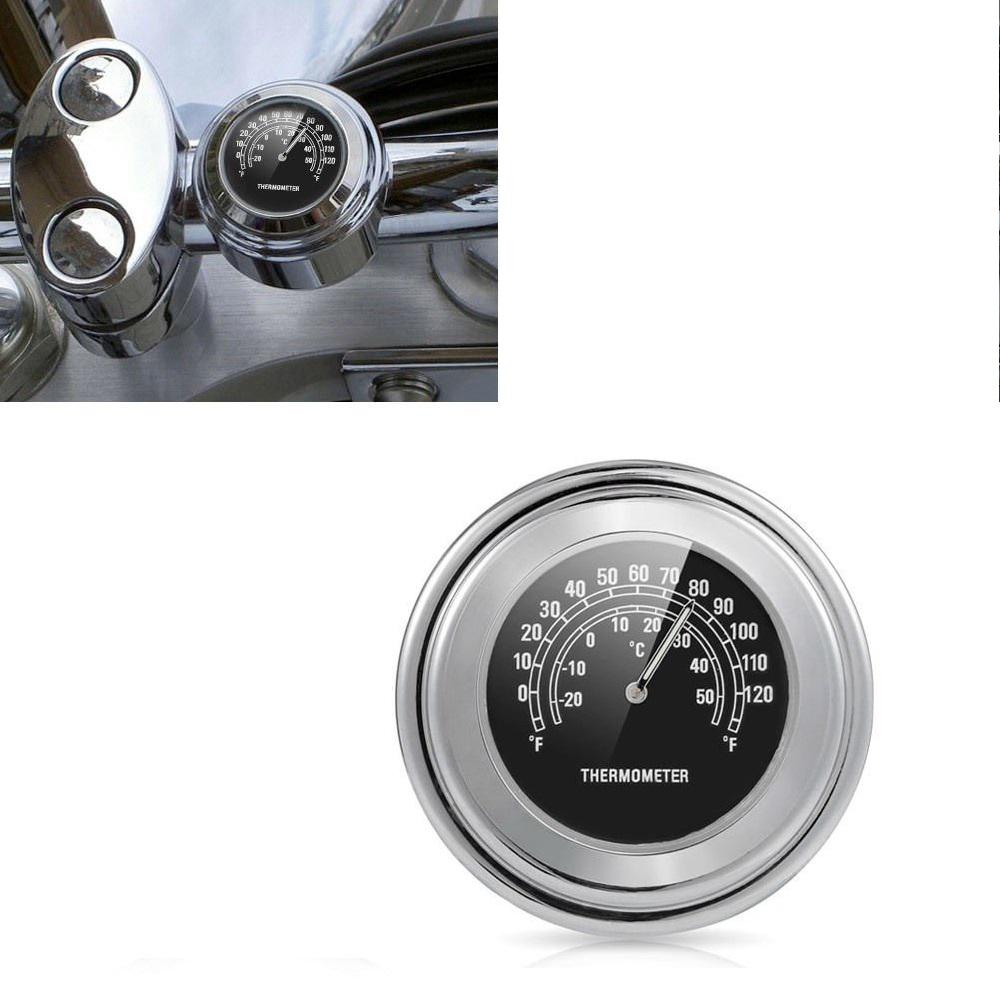 22-25MM Motorrad Lenker Uhr Thermometer Moto Lenker Montieren Zifferblatt Uhr Uhr Thermometer Temp Gauga für Yamaha Kawasaki: Schwarz Thermometer