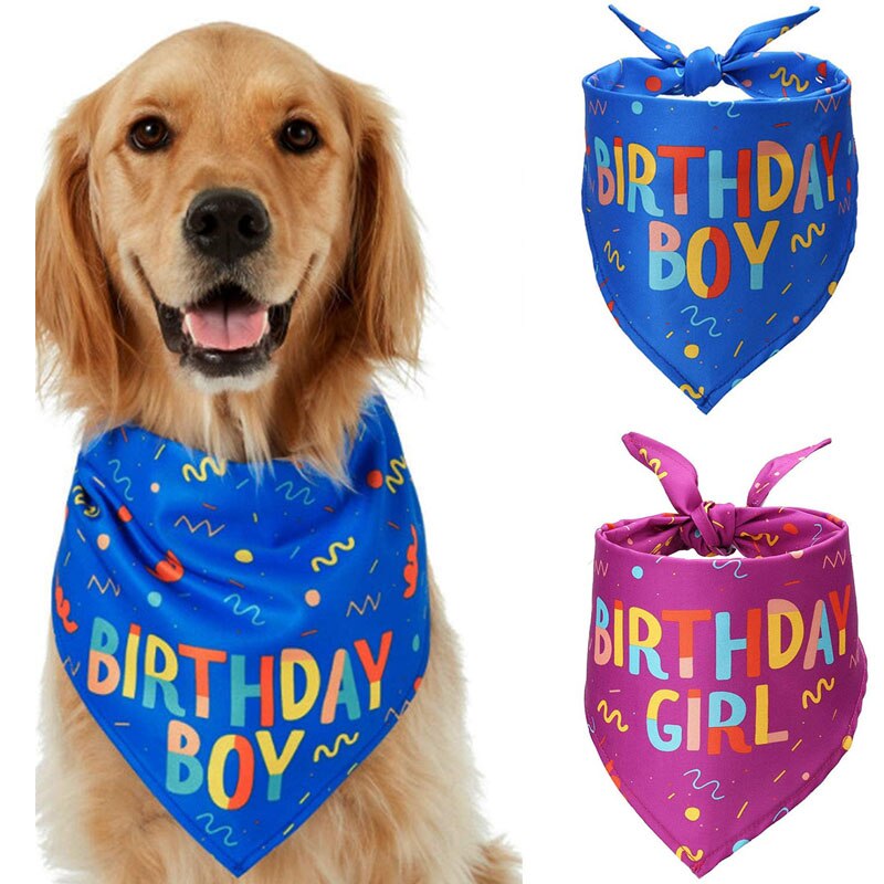 Bandana pour chien, grand foulard pour animaux de compagnie, de noël ou d&#39;anniversaire, bavette triangulaire lavable pour chat