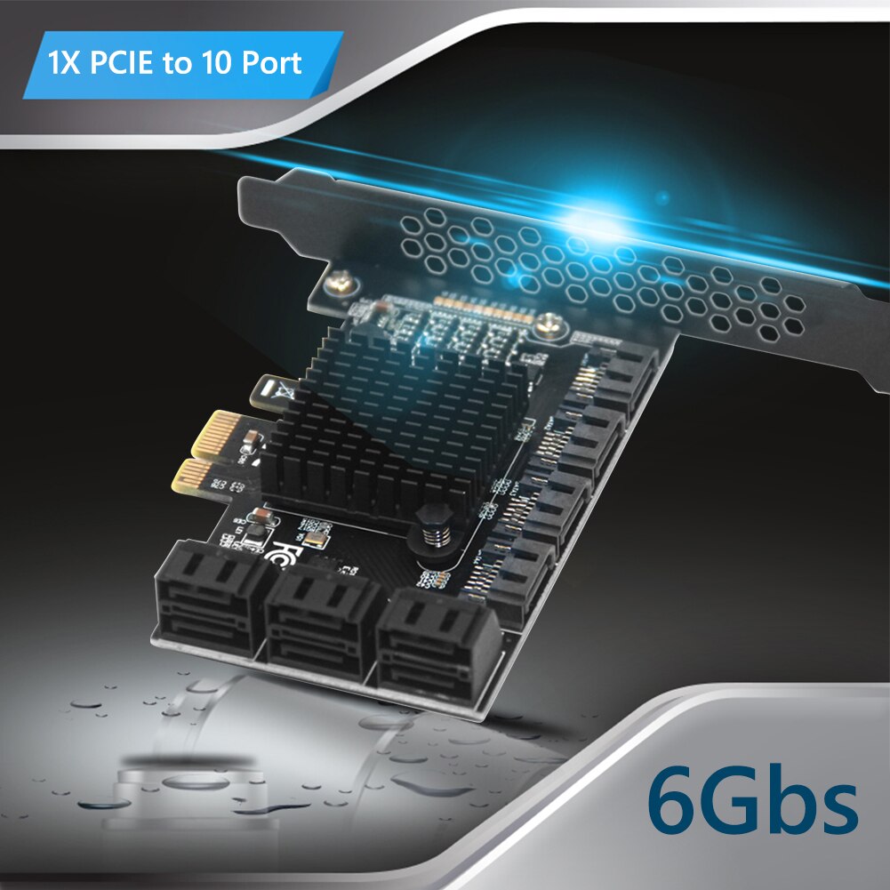 Expansion Card PCIE 1X to 6/10 Ports Adapter SATA3.0 6Gbps Interface Rate Riser Expansion Card for Desktop PC Computer Converter